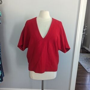 Marissa Webb Oversized Red V-Neck Women's Top